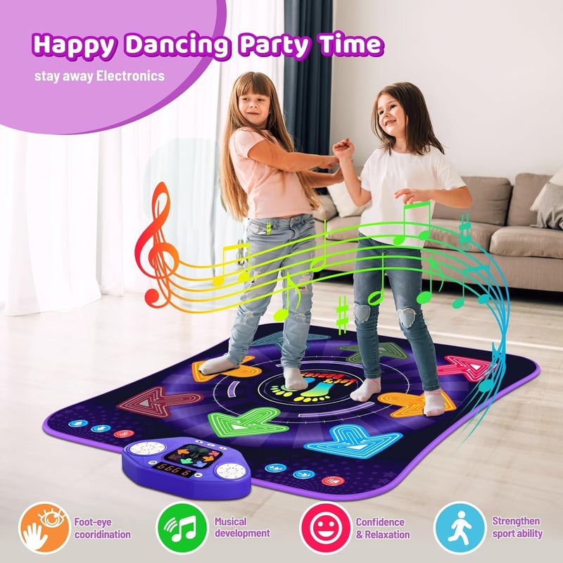 TooLion Dance Mat Toys for 3-12 Year Old Girls Boys, Dance Pad with Light Up 8-Buttons & Bluetooth, Music Dance Game with 7 Game Modes, Christmas Birthday Gifts for 3 4 5 6 7 8 9 10+ Year Old Girls Boys - Image 4